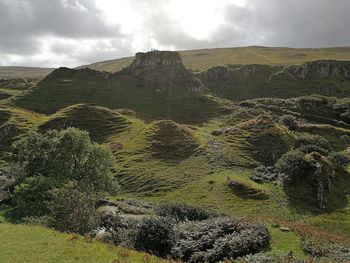 Scenic view of land against sky