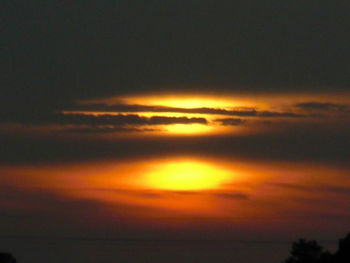 Scenic view of dramatic sky at sunset