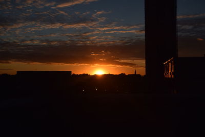 Silhouette of buildings at sunset