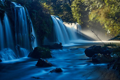 View of waterfall in forest