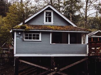 Exterior of house and trees on field