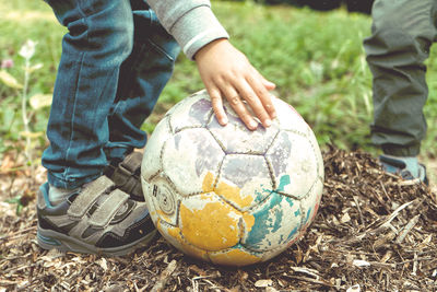 Low section of man on soccer field