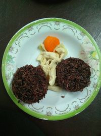 Close-up of food in plate on table