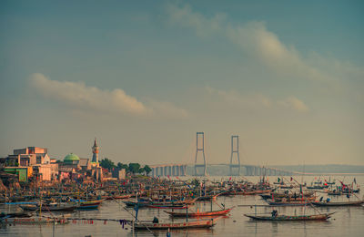 Boats in harbor