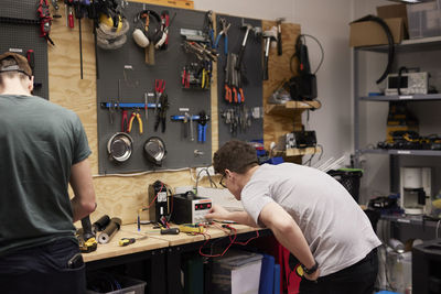 View of men working in workshop