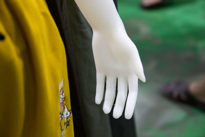 Close-up of mannequin hand