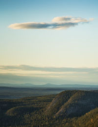 Scenic view of landscape against sky during sunset