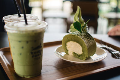 Close-up of drink served on table