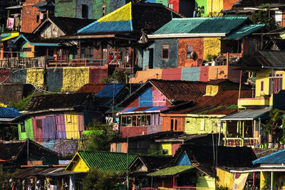 Shot of rainbow village at semarang city