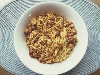 High angle view of meal served in plate