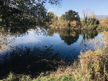 Scenic view of lake against sky