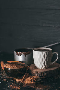 Close-up of coffee cup on table