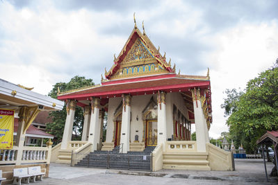 Low angle view of temple against sky