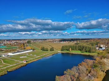 Scenic view of lake against sky