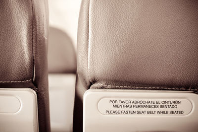 Close-up of text on airplane