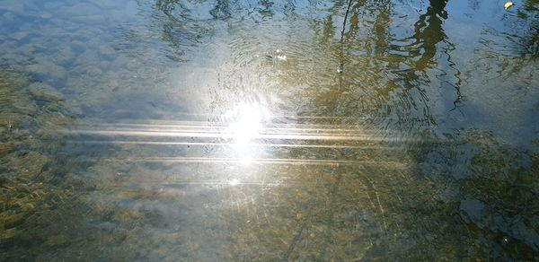 High angle view of water in sunlight