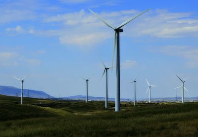 Wind turbines on landscape