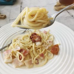 Close-up of pasta in plate