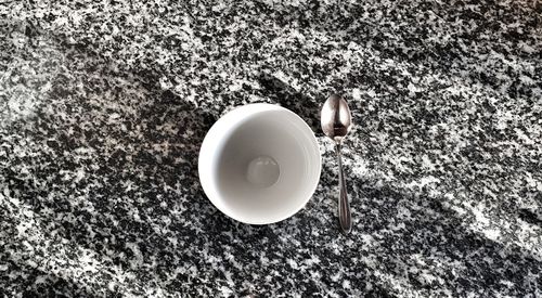High angle view of empty coffee cup
