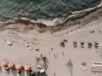 High angle view of people on beach