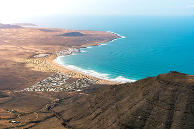 High angle view of beach against sky