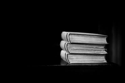 Close-up of stack of books