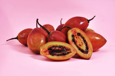 Close-up of fruits in plate on table