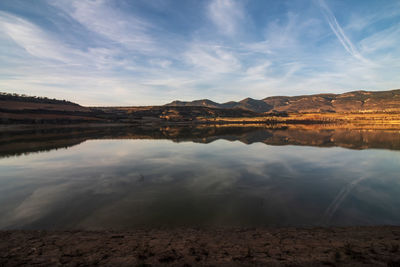 Scenic view of lake against sky