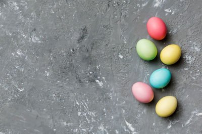 High angle view of easter eggs on table