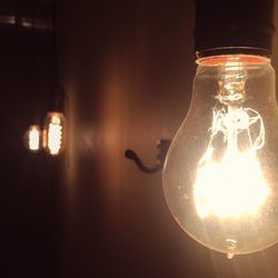 Close-up of lit light against blurred background
