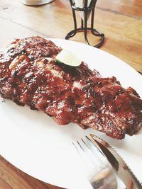 Close-up of food on table