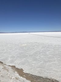 Surface level of land against clear blue sky