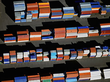 Aerial images of stacked containers at reykjavik port