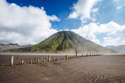 Scenic view of landscape against cloudy sky