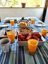 Breakfast served on table