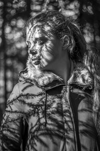 Woman looking at forest