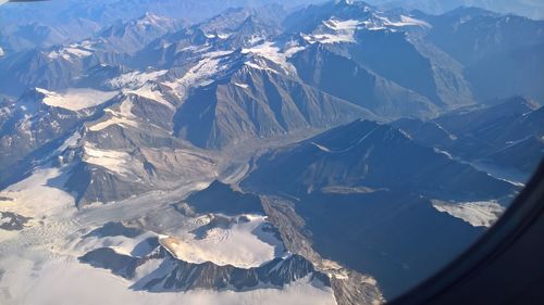Aerial view of snowcapped mountains
