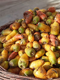 High angle view of fruits for sale in market