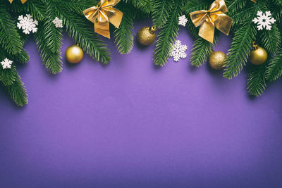 Close-up of christmas decorations on table