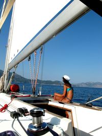 Boats sailing in sea