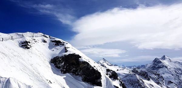 Snow covered mountains against sky