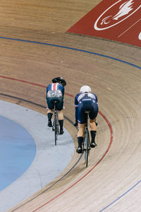 High angle view of bicycle on road