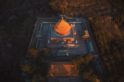 Aerial view of temple of universal happiness at night