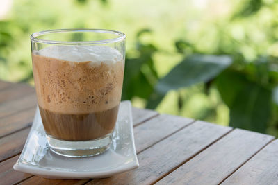 Close-up of coffee on table