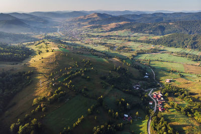 Aerial view of agricultural landscape