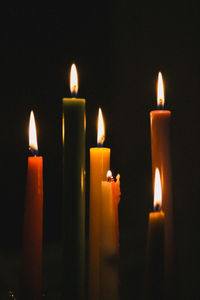 Close-up of illuminated candles