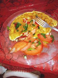 High angle view of meal served in plate