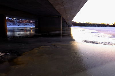 Interior of bridge over river