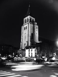 View of city street at night