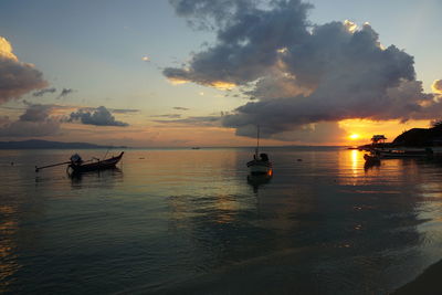 Scenic view of sea at sunset